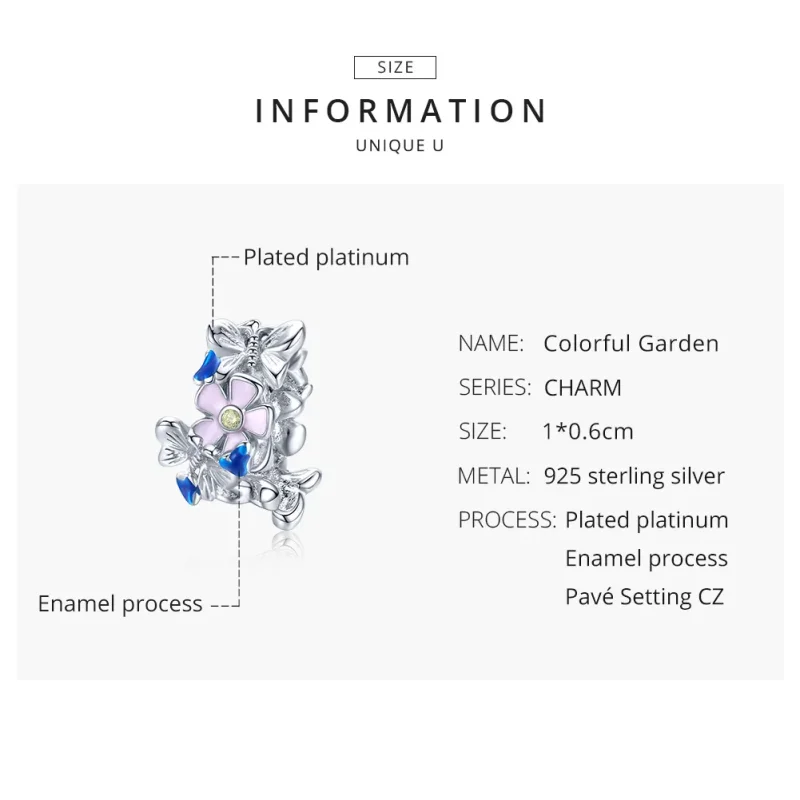 (image for) Pandora Style Silver Colorful Garden Spacer Charm - BSC288 - View 8
