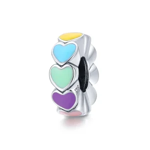 (image for) Pandora Style Silver colorful heart Spacer Charm - SCC1838