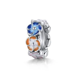 (image for) Pandora Style Silver Colorful Hydrangea Spacer Charm - SCC1703