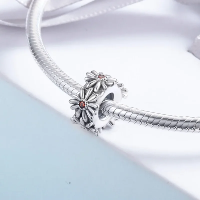 (image for) Pandora Style Silver Daisy Wreath Spacer Charm - SCC598 - View 4