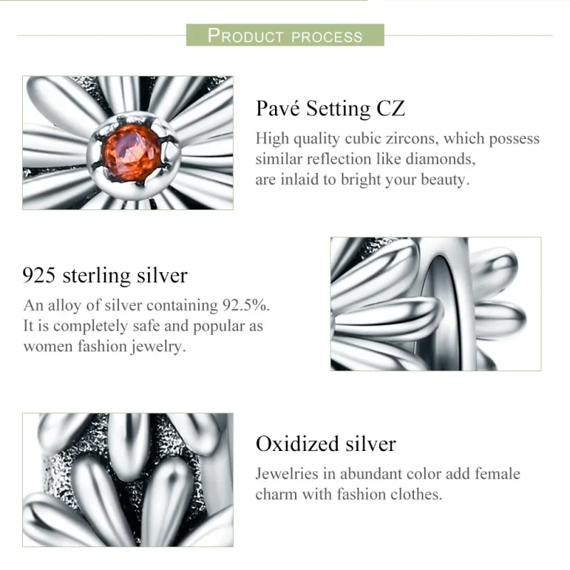 (image for) Pandora Style Silver Daisy Wreath Spacer Charm - SCC598 - View 7