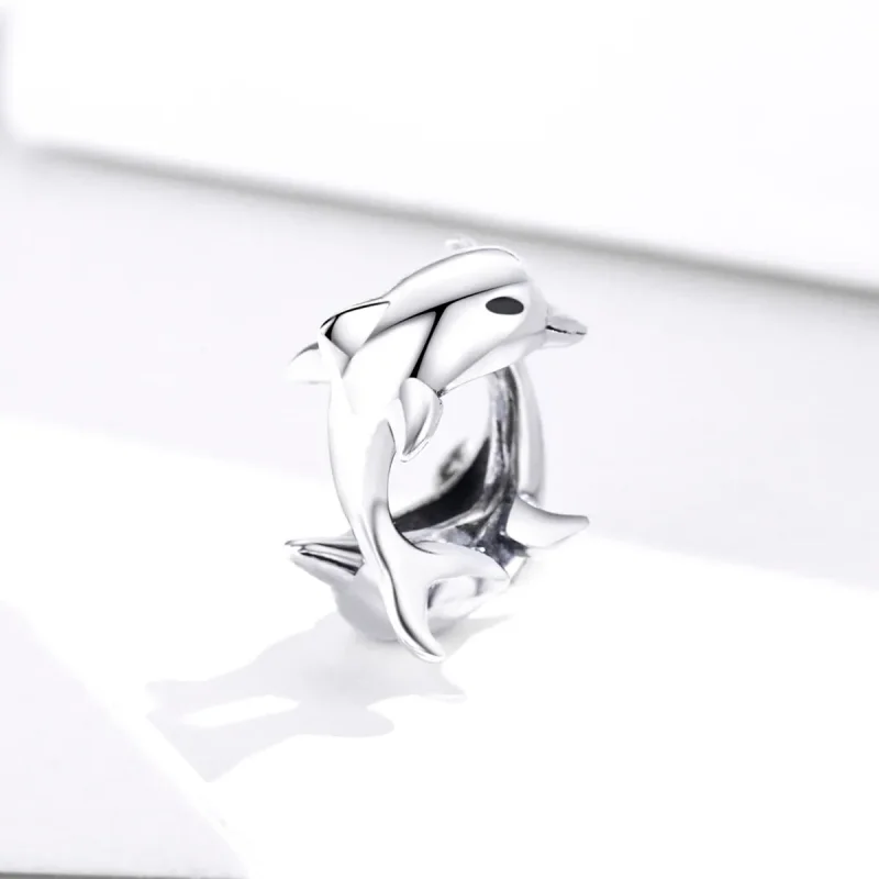 (image for) Pandora Style Silver Dolphins Spacer Charm - BSC296 - View 2