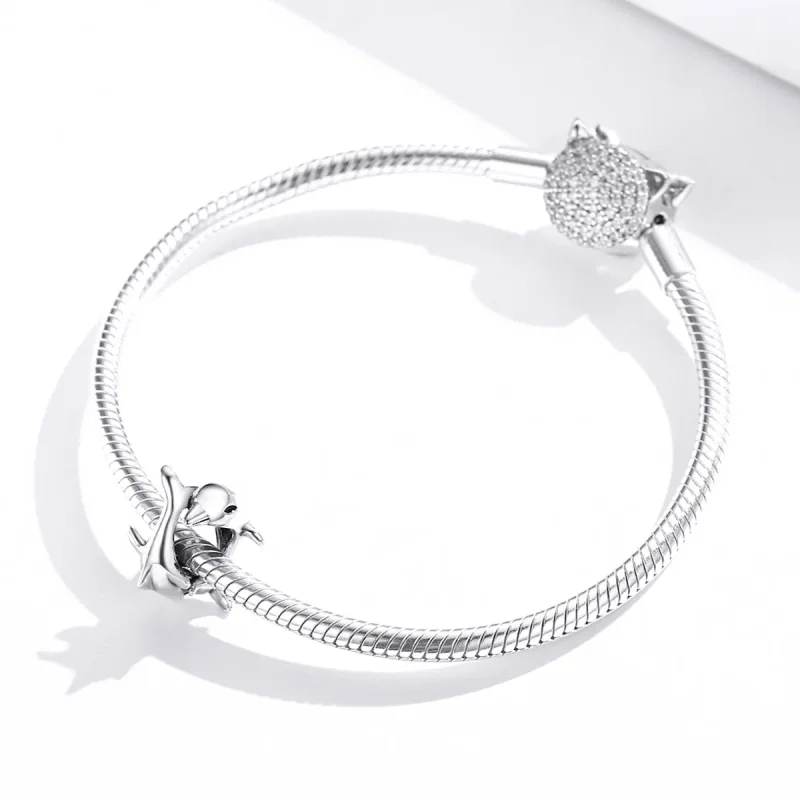 (image for) Pandora Style Silver Dolphins Spacer Charm - BSC296 - View 3