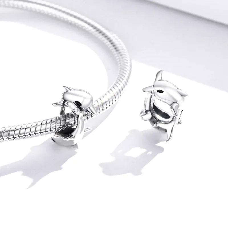 (image for) Pandora Style Silver Dolphins Spacer Charm - BSC296 - View 4