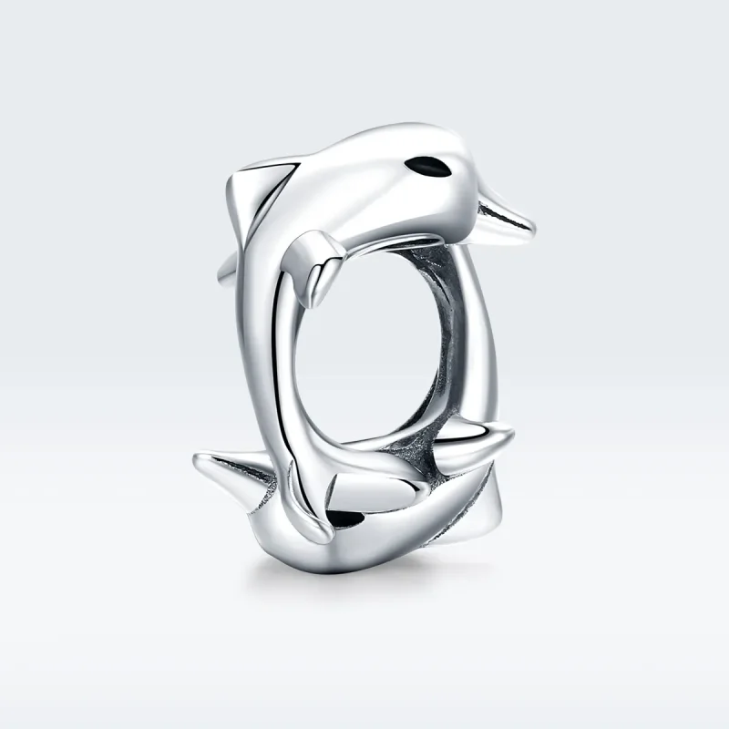 (image for) Pandora Style Silver Dolphins Spacer Charm - BSC296 - View 5