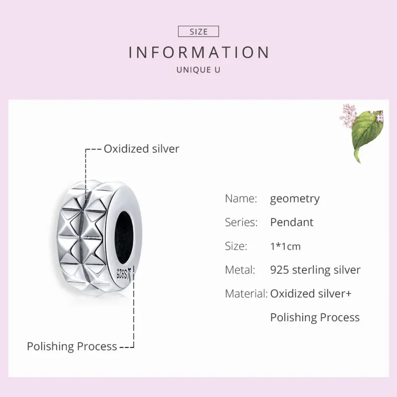 (image for) Pandora Style Silver Geometry Spacer Charm - SCC1789 - View 7