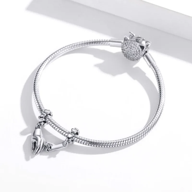 (image for) Pandora Style Silver Hand In Hand Spacer Charm - SCC1700 - View 3