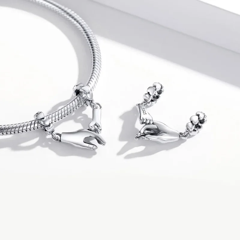 (image for) Pandora Style Silver Hand In Hand Spacer Charm - SCC1700 - View 4