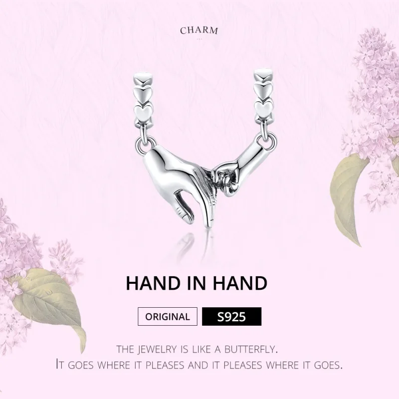(image for) Pandora Style Silver Hand In Hand Spacer Charm - SCC1700 - View 6
