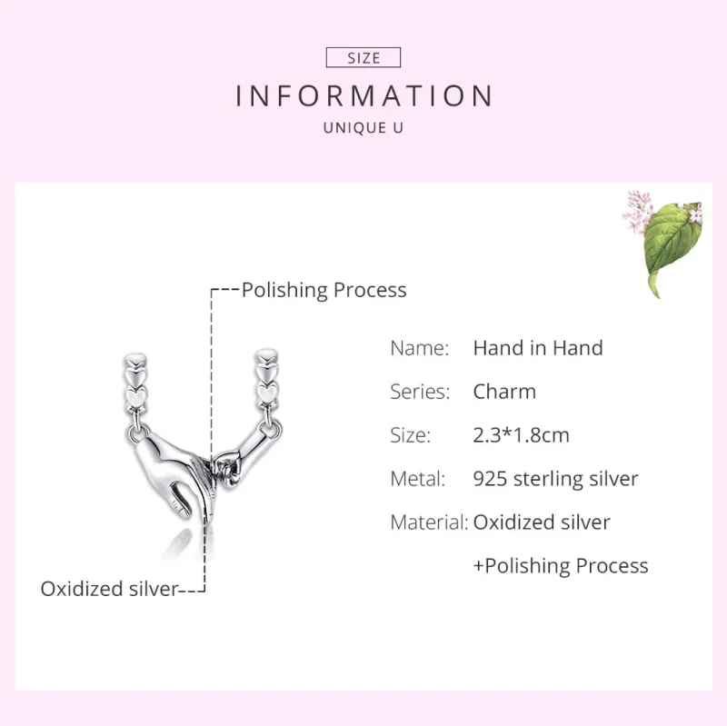 (image for) Pandora Style Silver Hand In Hand Spacer Charm - SCC1700 - View 7