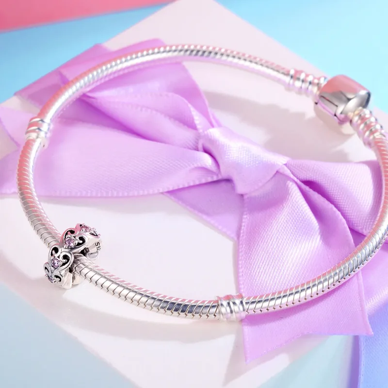 (image for) Pandora Style Silver Heart Shape Spacer Charm - SCC339 - View 5