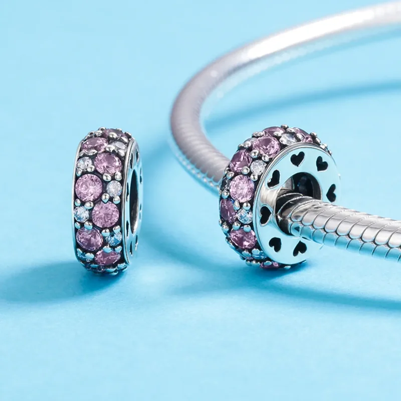 (image for) Pandora Style Silver Heart Spacer Charm - SCC635 - View 4