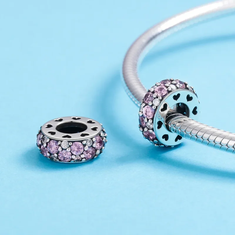 (image for) Pandora Style Silver Heart Spacer Charm - SCC635 - View 6
