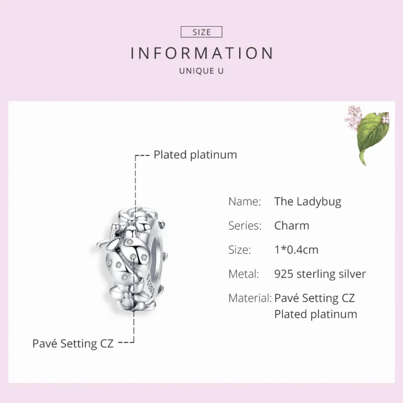 (image for) Pandora Style Silver Ladybug Spacer Charm - BSC112 - View 6