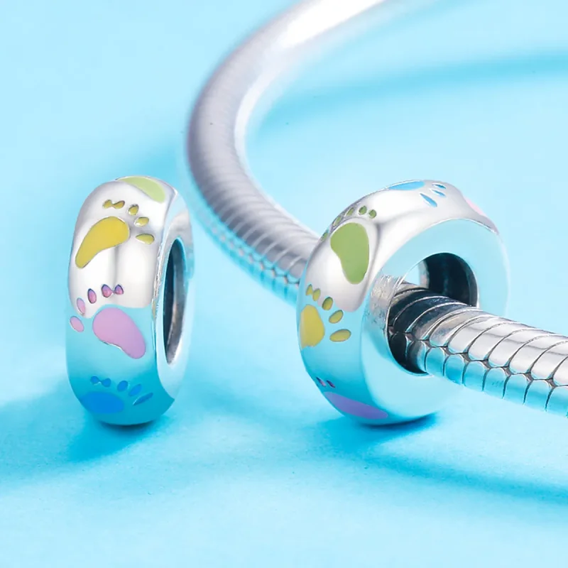 (image for) Pandora Style Silver Little Feet Spacer Charm - SCC752 - View 4