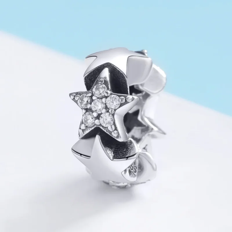 (image for) Pandora Style Silver Little Stars Spacer Charm - SCC929 - View 2