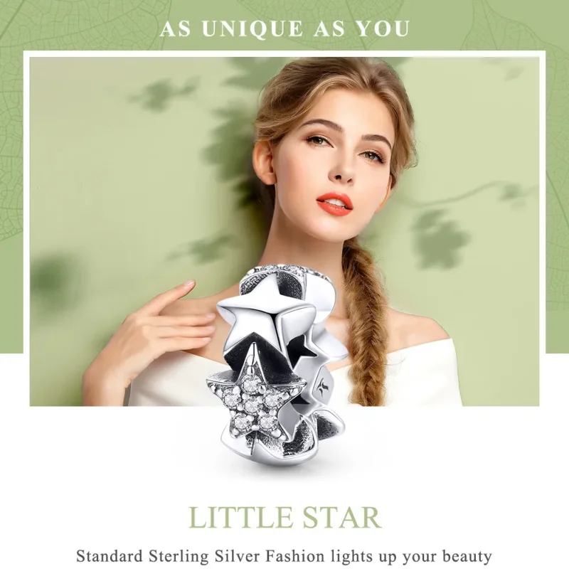 (image for) Pandora Style Silver Little Stars Spacer Charm - SCC929 - View 6