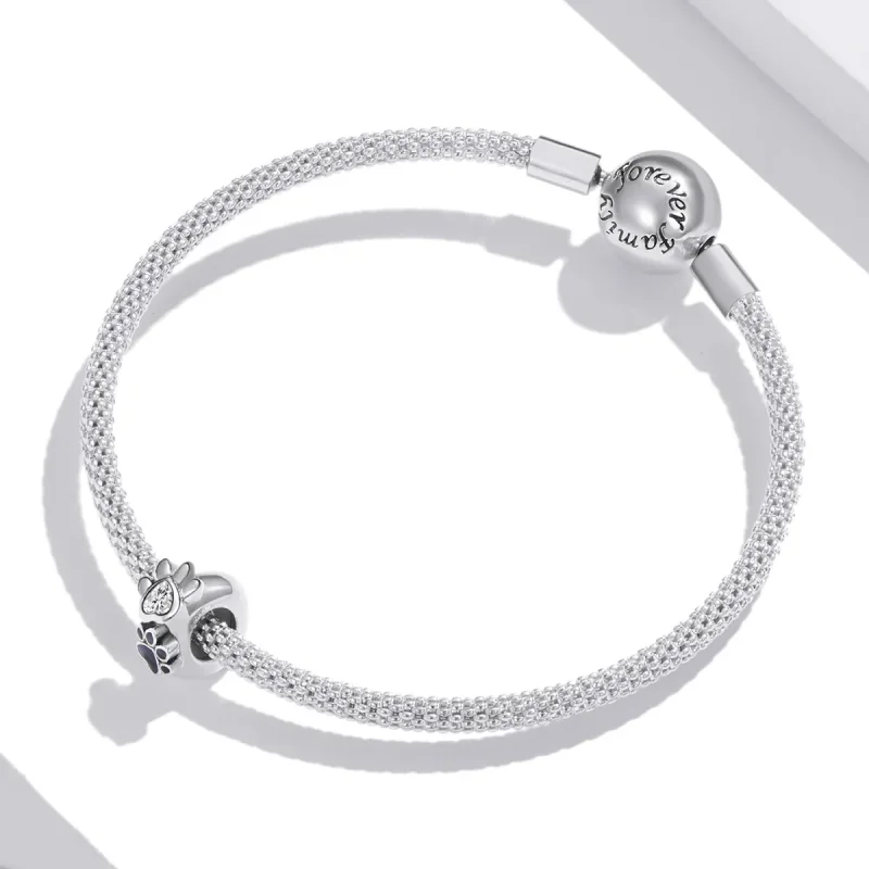 (image for) Pandora Style Silver Lovely Paw Print Spacer Charm - SCC1846 - View 3