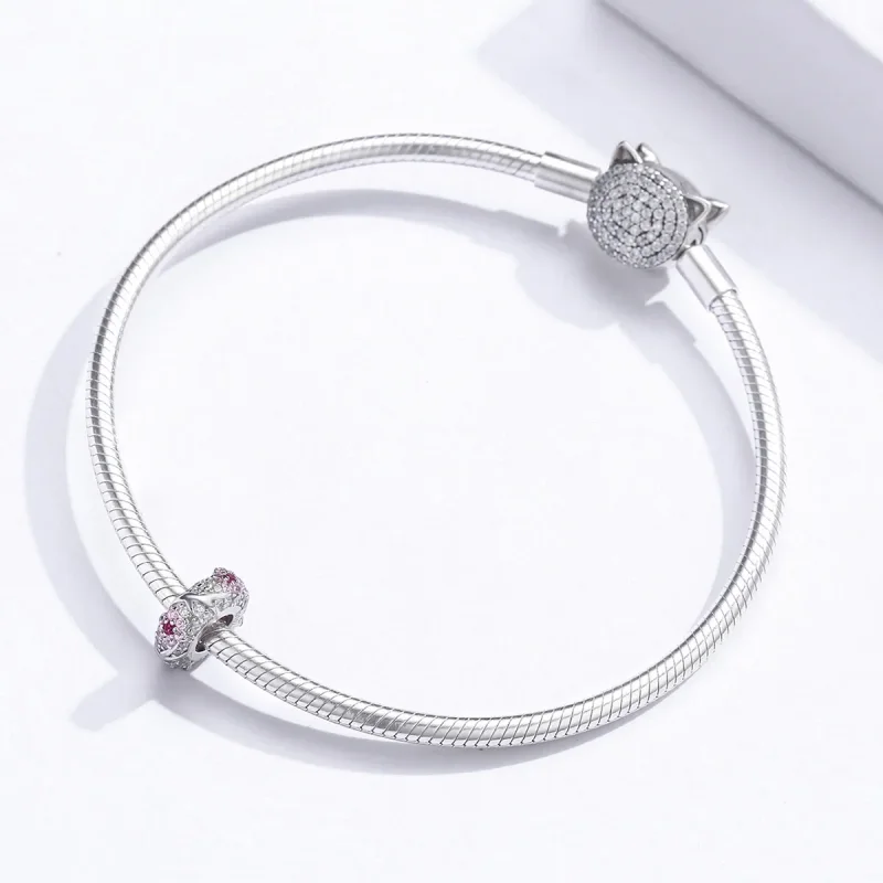 (image for) Pandora Style Silver Plum Blossom Spacer Charm - BSC152 - View 3