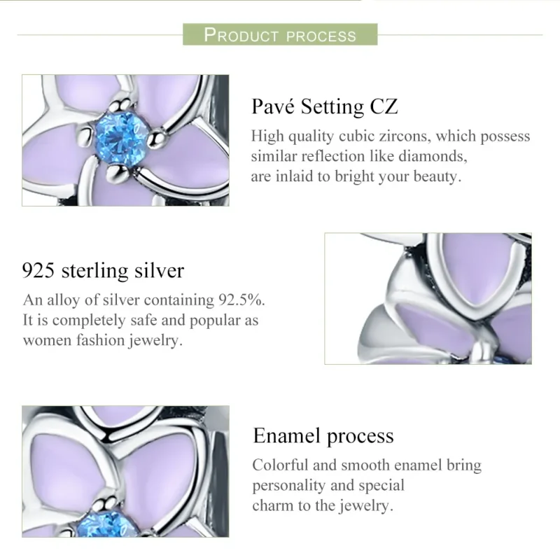 (image for) Pandora Style Silver Purple Flowers Spacer Charm - SCC601 - View 7