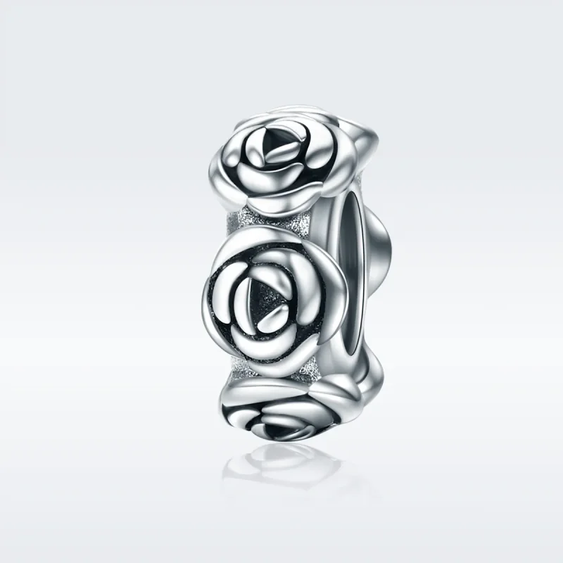 (image for) Pandora Style Silver Rose Wreath Spacer Charm - SCC596 - View 2