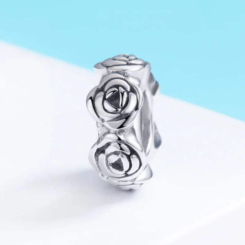 (image for) Pandora Style Silver Rose Wreath Spacer Charm - SCC596 - View 3