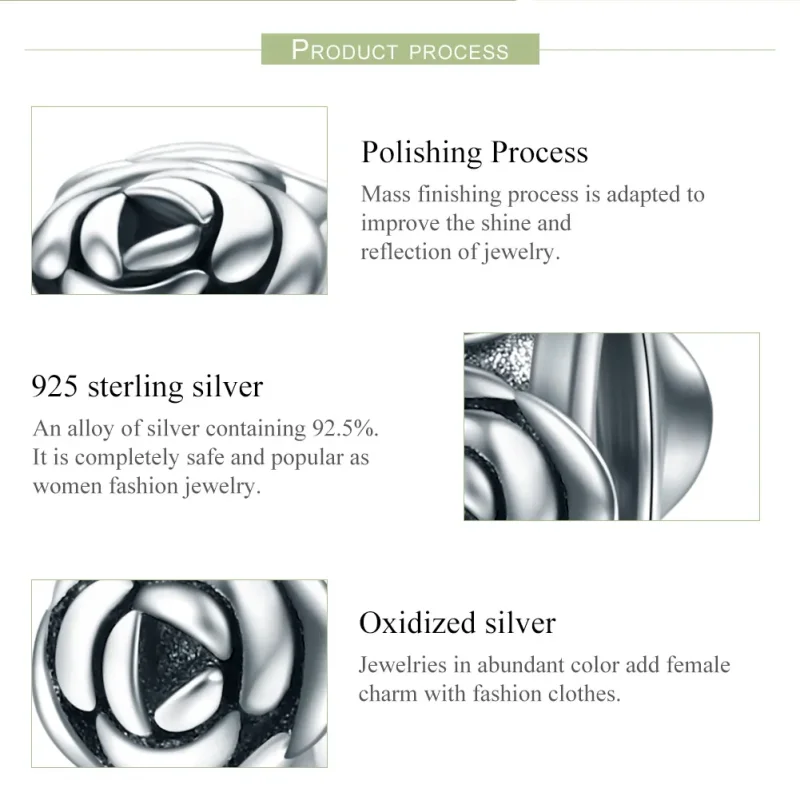 (image for) Pandora Style Silver Rose Wreath Spacer Charm - SCC596 - View 7