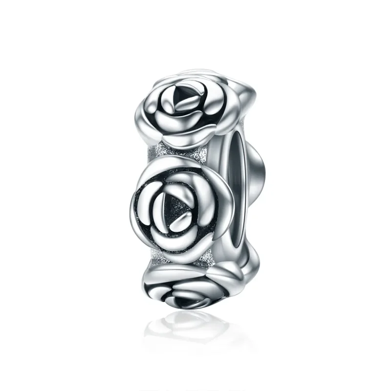 (image for) Pandora Style Silver Rose Wreath Spacer Charm - SCC596