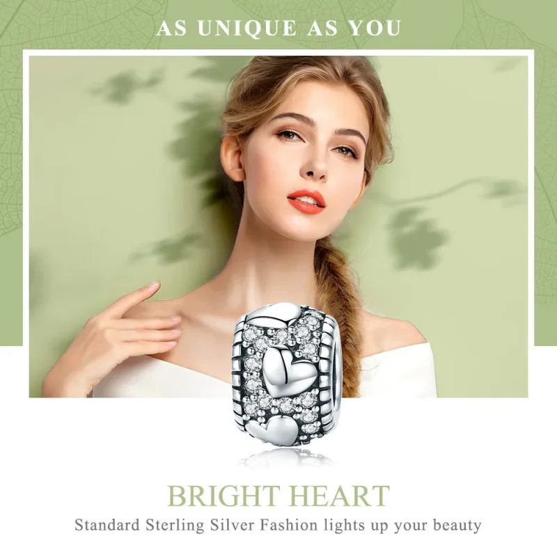 (image for) Pandora Style Silver Shine In My Heart Spacer Charm - SCC798 - View 6