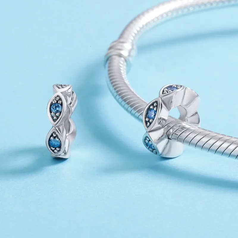 (image for) Pandora Style Silver Shining Eyes Spacer Charm - SCC513 - View 5