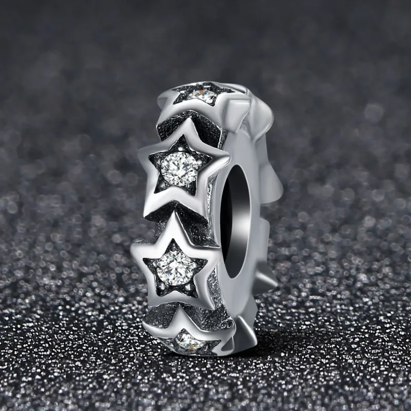 (image for) Pandora Style Silver Star Spacer Charm - SCC244 - View 2