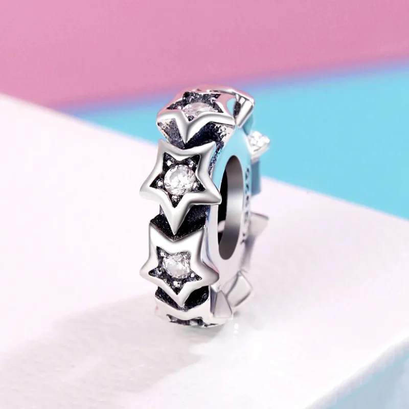 (image for) Pandora Style Silver Star Spacer Charm - SCC244 - View 3