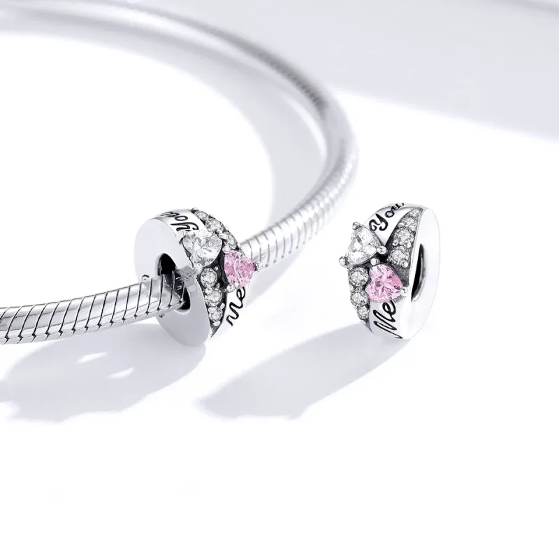 (image for) Pandora Style Silver Sweet Heart Spacer Charm - BSC283 - View 3