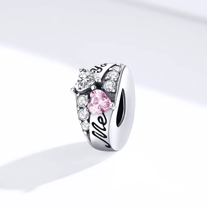 (image for) Pandora Style Silver Sweet Heart Spacer Charm - BSC283 - View 4