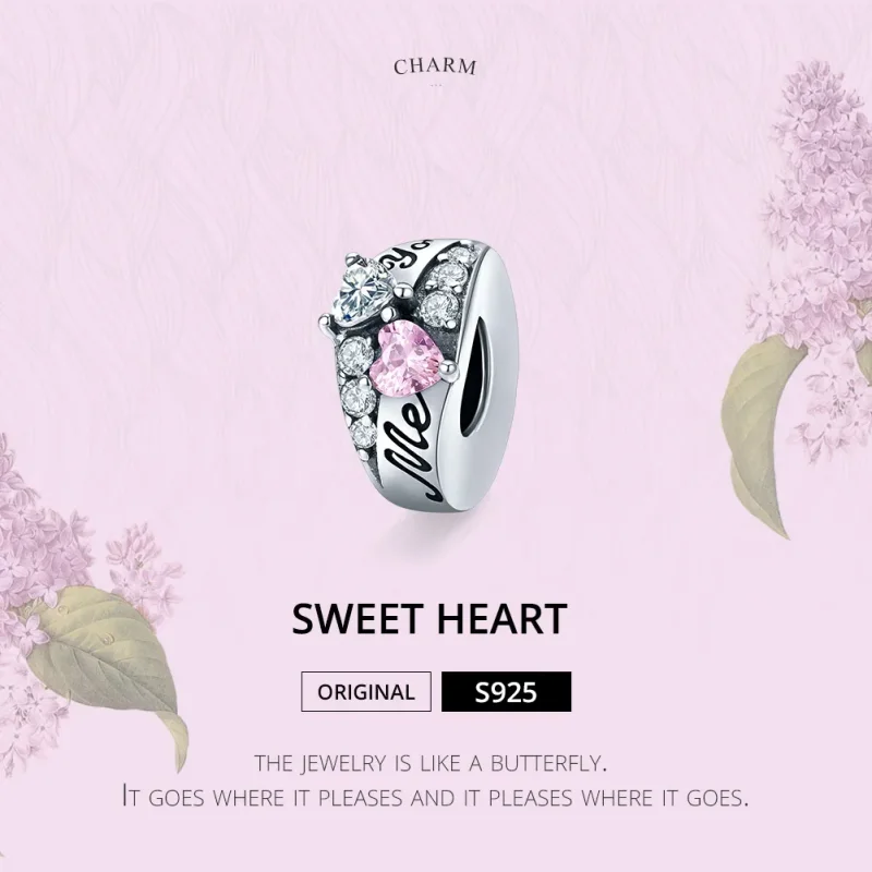 (image for) Pandora Style Silver Sweet Heart Spacer Charm - BSC283 - View 6