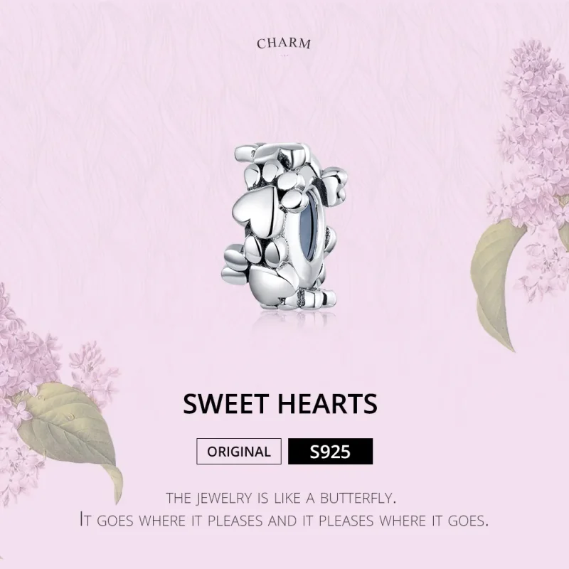 (image for) Pandora Style Silver Sweet Hearts Spacer Charm - SCC1504 - View 6