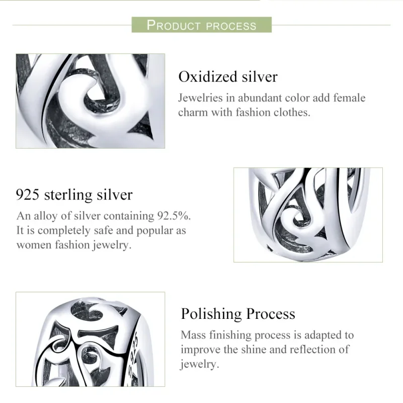 (image for) Pandora Style Silver Vintage Spacer Charm - SCC716 - View 7