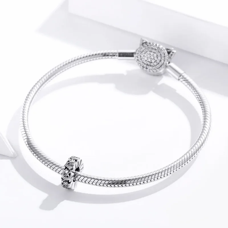 (image for) Pandora Style Silver Vintage Vines Spacer Charm - SCC1601 - View 3