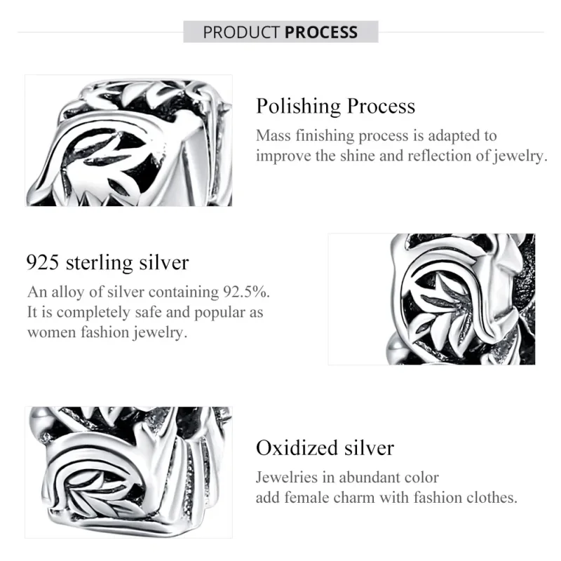 (image for) Pandora Style Silver Vintage Vines Spacer Charm - SCC1601 - View 7