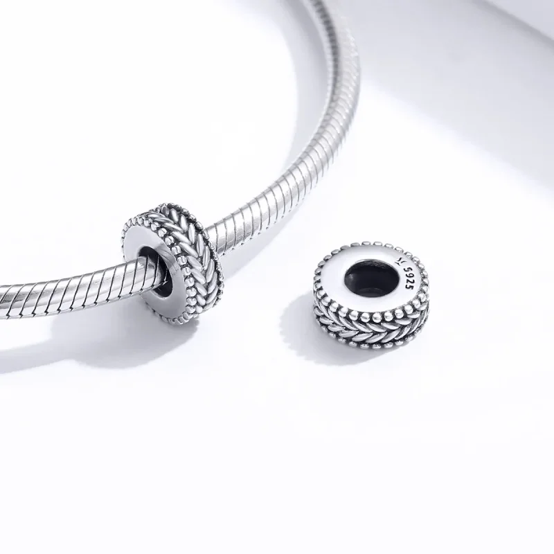 (image for) Pandora Style Silver Wheet Spacer Charm - SCC1452 - View 4