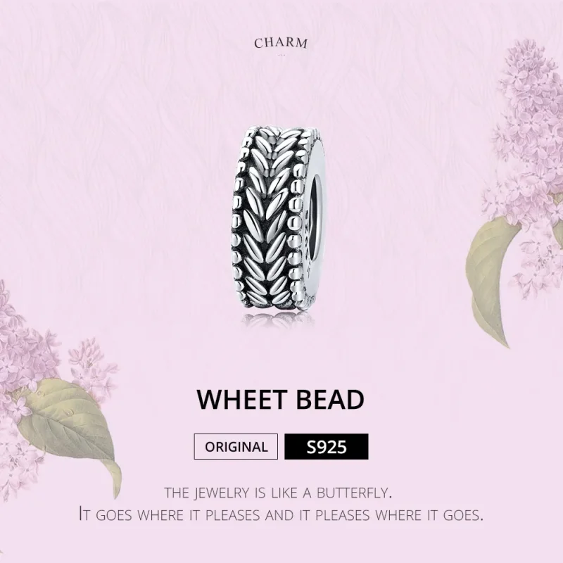 (image for) Pandora Style Silver Wheet Spacer Charm - SCC1452 - View 6