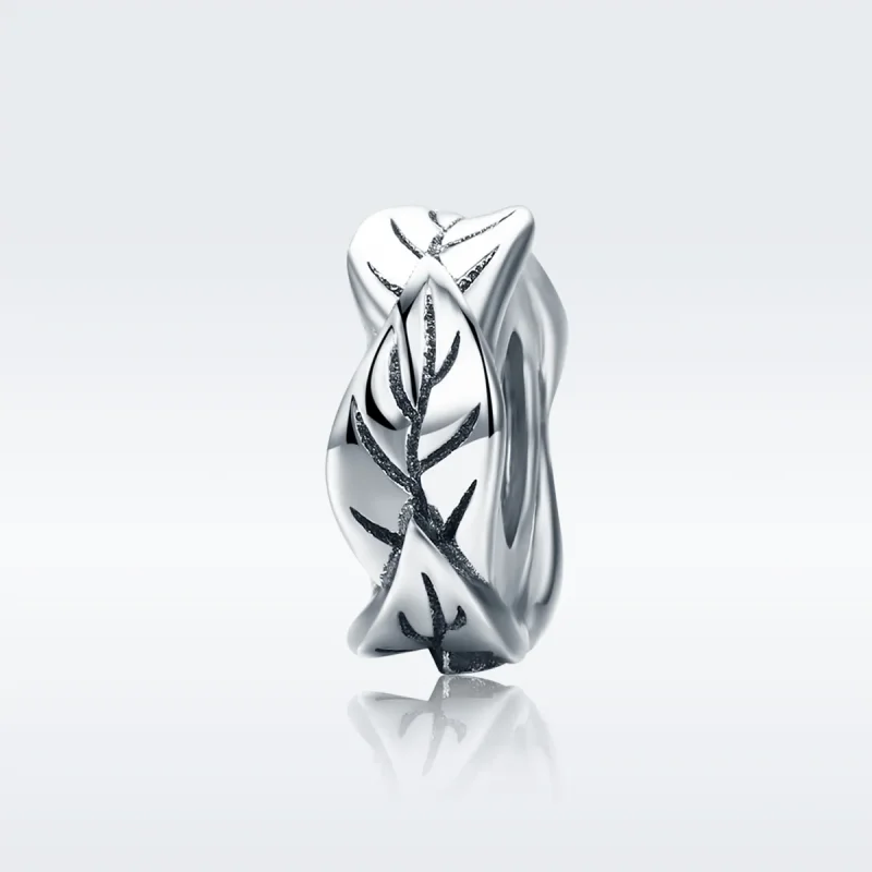 (image for) Pandora Style Silver White Leaves Spacer Charm - SCC597 - View 2