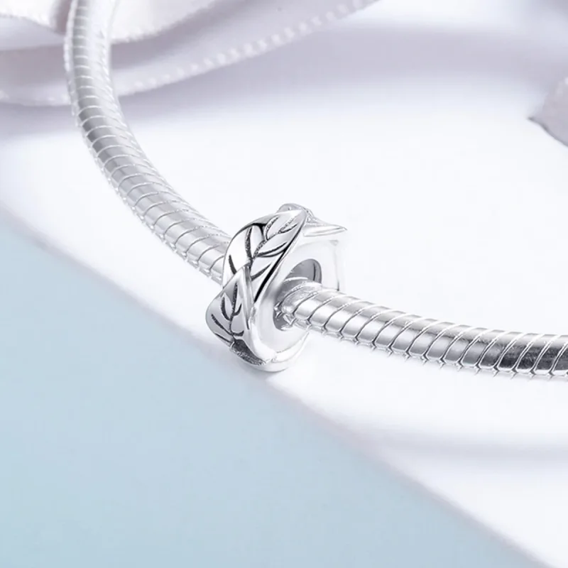 (image for) Pandora Style Silver White Leaves Spacer Charm - SCC597 - View 4