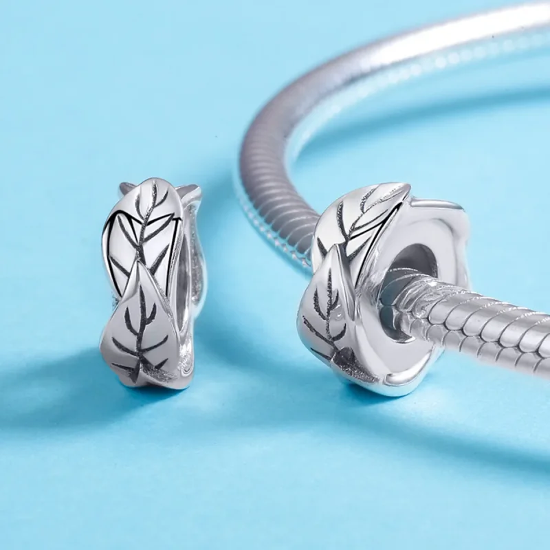 (image for) Pandora Style Silver White Leaves Spacer Charm - SCC597 - View 5