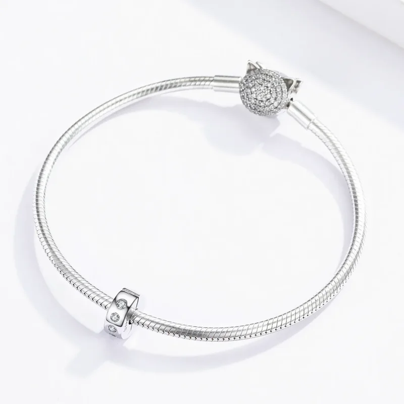 (image for) Pandora Style Silver Zirconia Spacer Charm - BSC165 - View 3