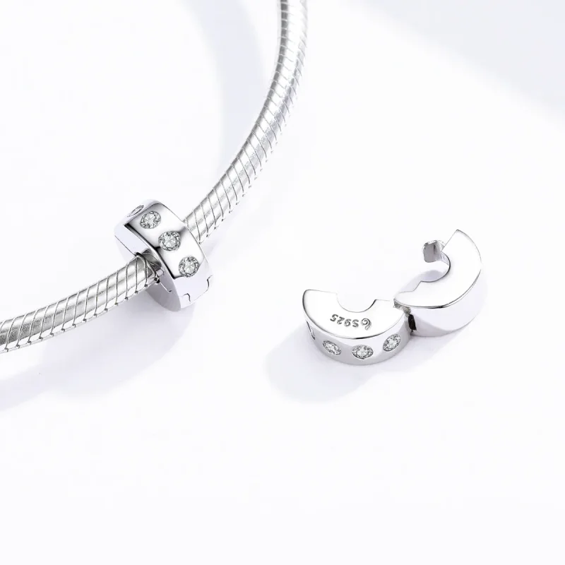 (image for) Pandora Style Silver Zirconia Spacer Charm - BSC165 - View 4