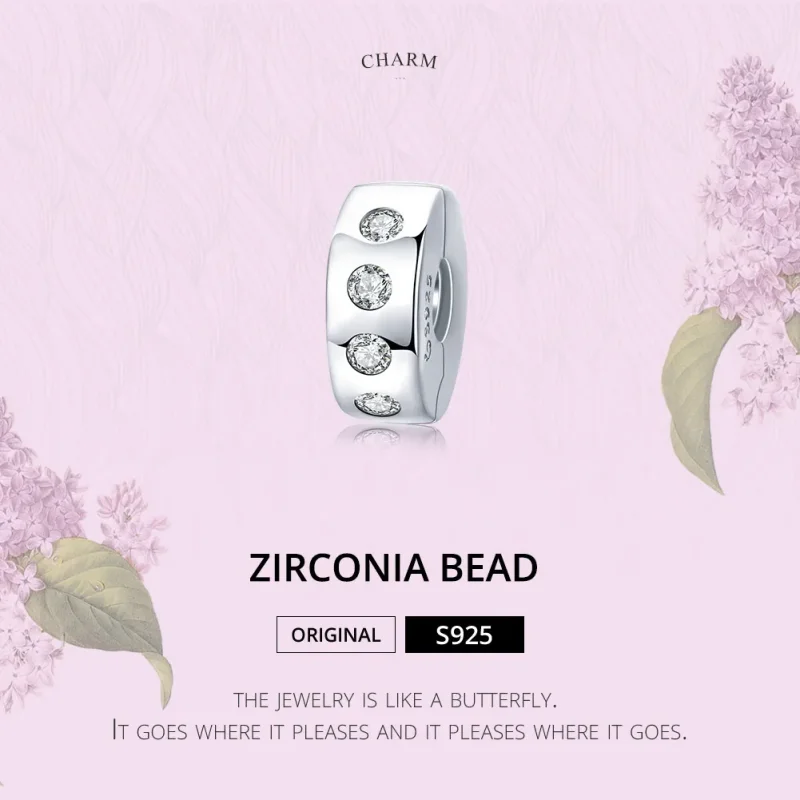 (image for) Pandora Style Silver Zirconia Spacer Charm - BSC165 - View 6