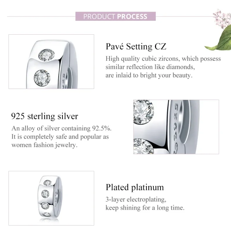 (image for) Pandora Style Silver Zirconia Spacer Charm - BSC165 - View 8