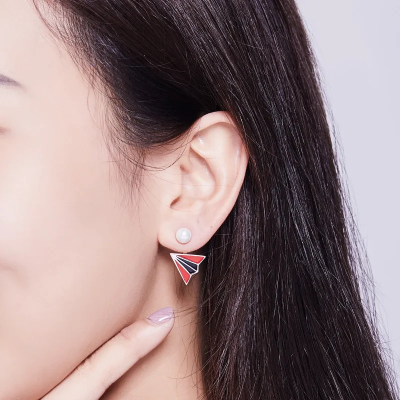 (image for) Pandora Style Airplane Stud Earrings - BSE126 - View 5