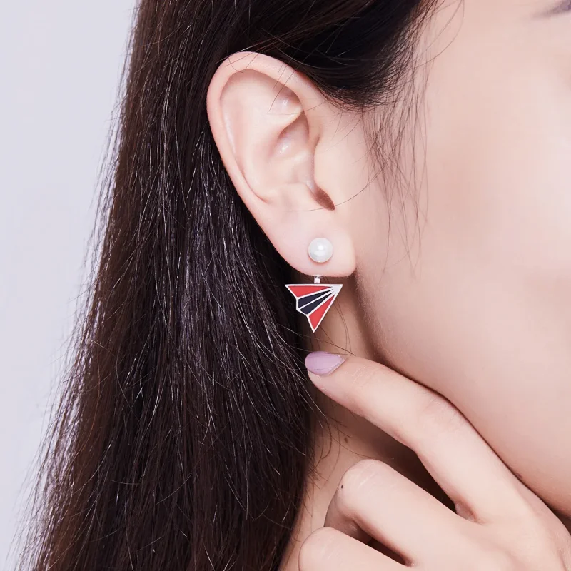 (image for) Pandora Style Airplane Stud Earrings - BSE126 - View 6